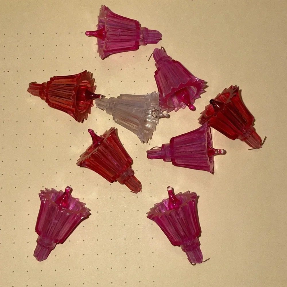 x9 Colored Tulip Shape Starburst Point Christmas Thick Light Covers w Color Bulb
